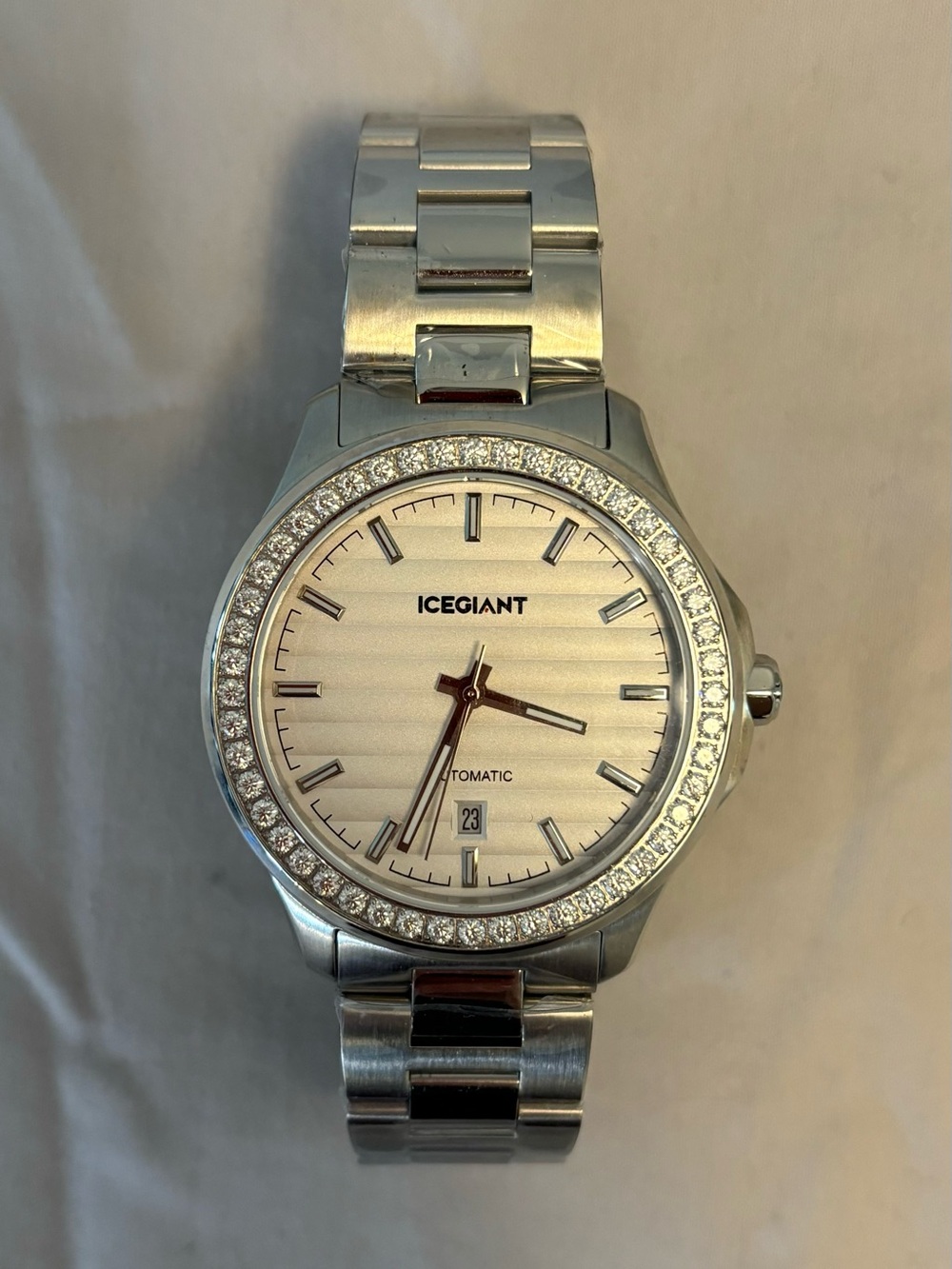 ICEGIANT Stainless Iced Moissanite Watch With White Dial - New In Plastic
